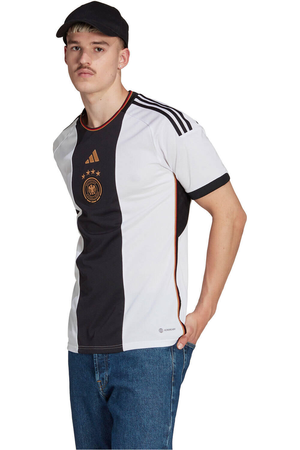 adidas camiseta de fútbol oficiales ALEMANIA 22 H JSY BLNE vista frontal