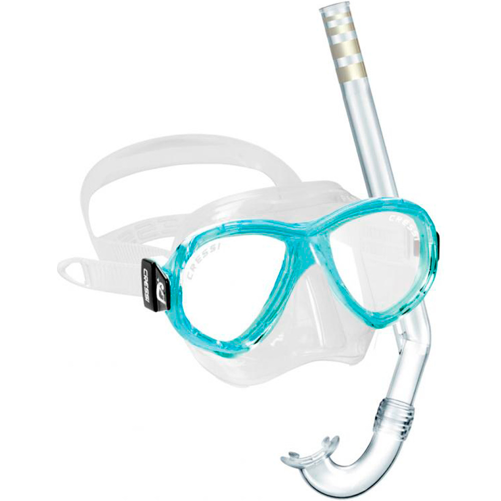 Cressi Sub kit gafas y tubo snorkel niño KIT PERLA JUNIOR (Perla+Minigringo) vista frontal