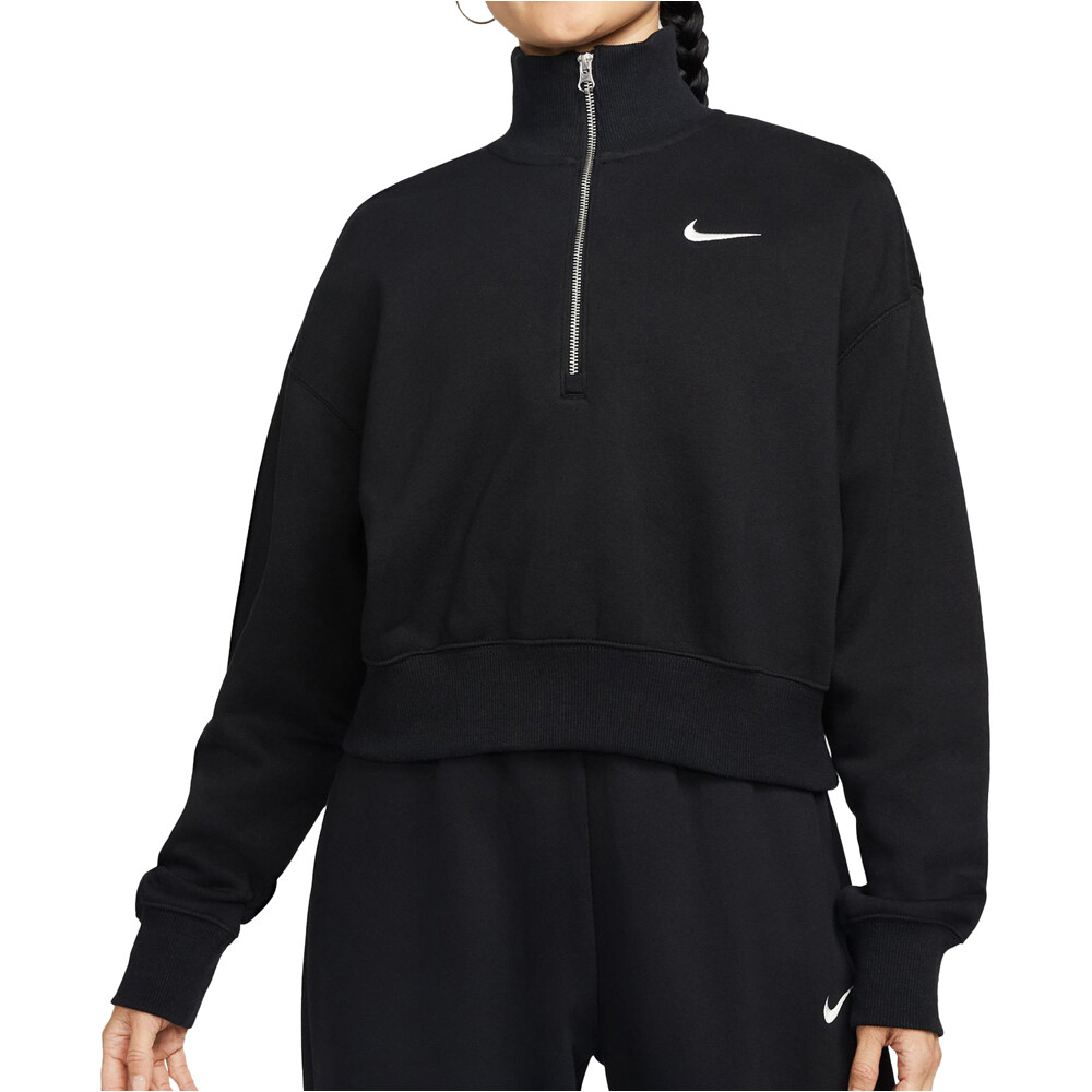 Nike sudaderas deportivas mujer W NSW PHNX FLC QZ CROP vista frontal