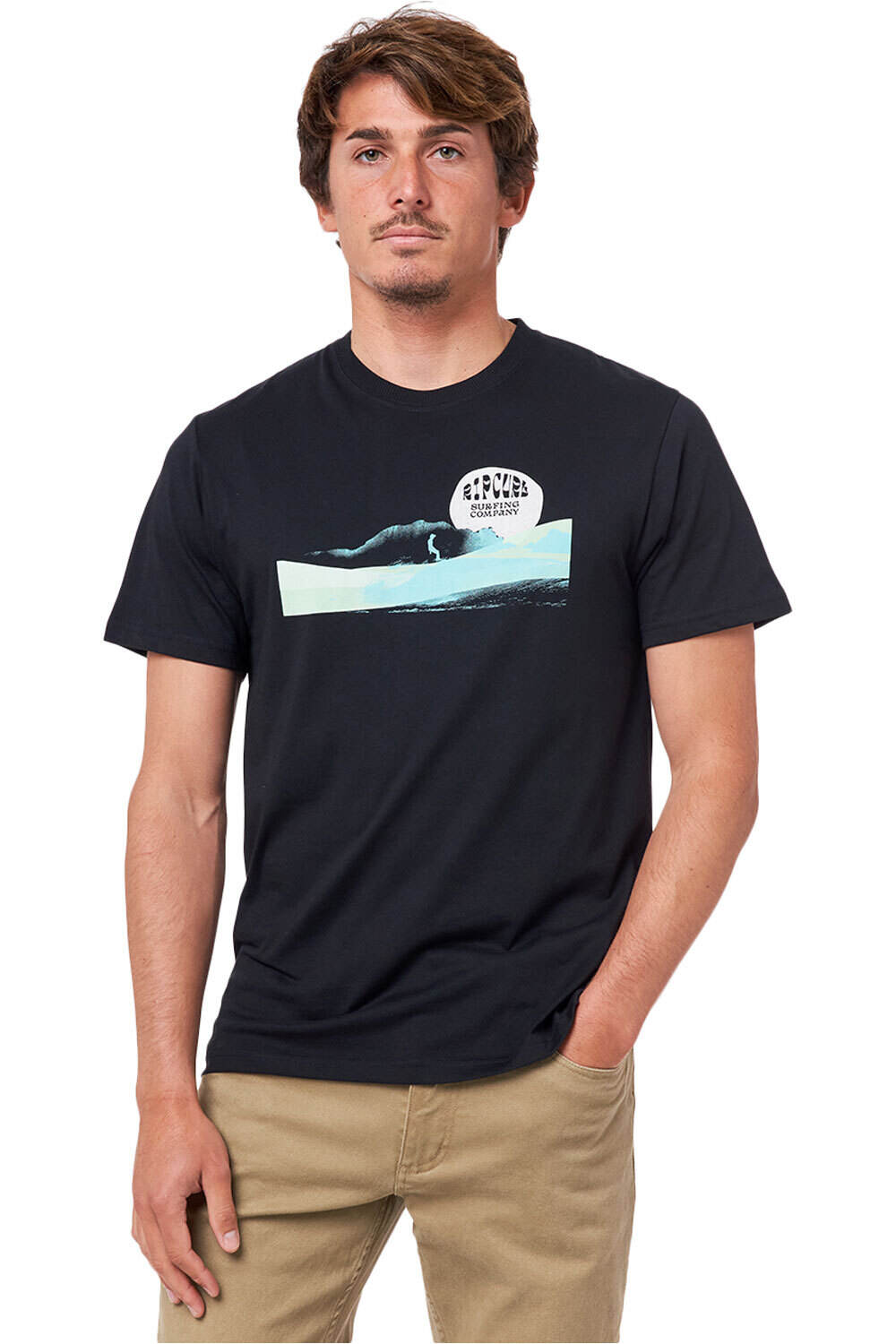 Rip Curl camiseta manga corta hombre DOWN THE LINE STRIPE S/S TEE vista frontal