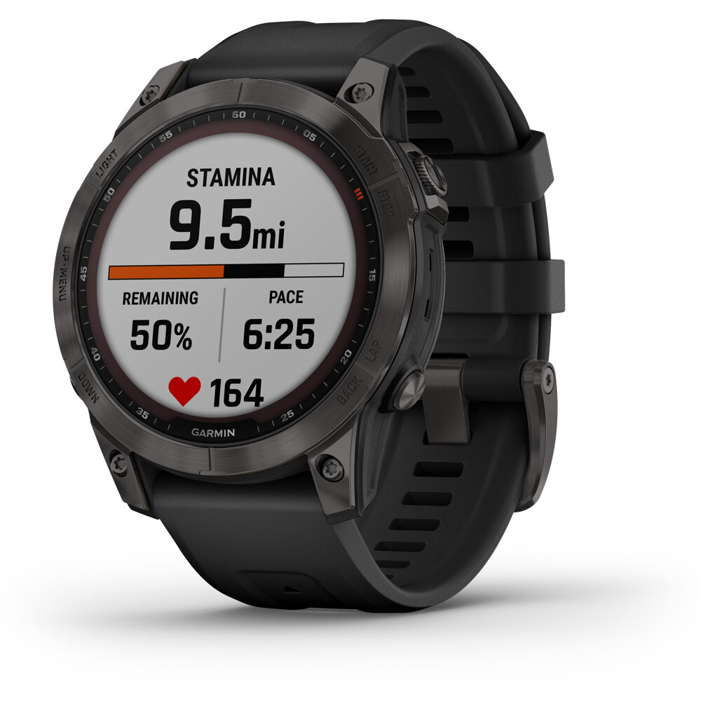 Garmin pulsómetros con gps FENIX 7 Sapphire Crbn Gry DLC Ti Blk Bnd 01