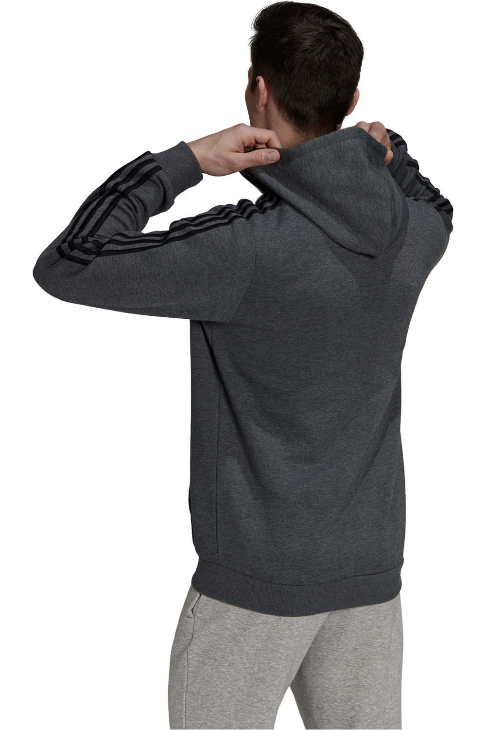 adidas sudadera hombre Essentials Fleece 3 bandas con capucha vista trasera