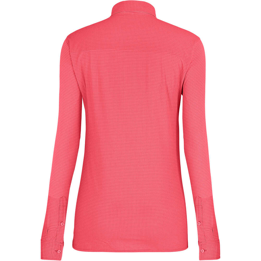 Salewa camisa montaña manga larga mujer PUEZ MINICHECK2 DRY W L/S SRT vista trasera