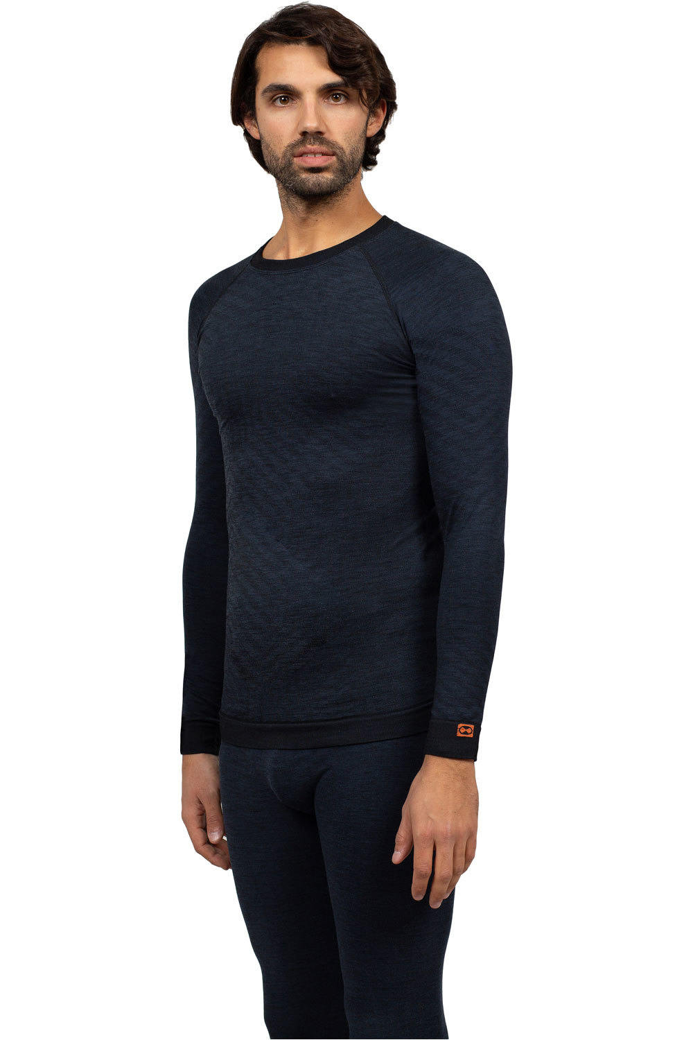 Man crew neck long sleeves camiseta térmica manga larga hombre Azul (L)