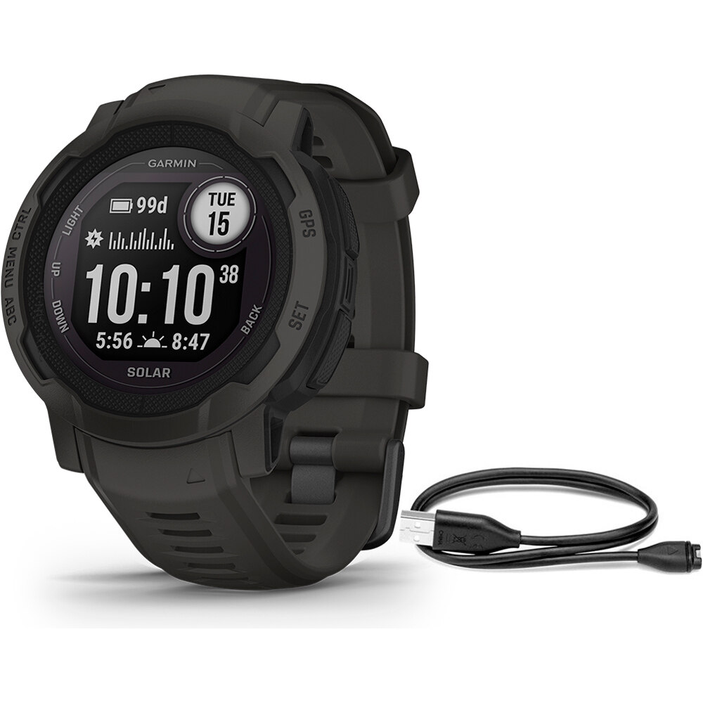 Garmin pulsómetros con gps Instinct 2 Solar - Negro vista frontal