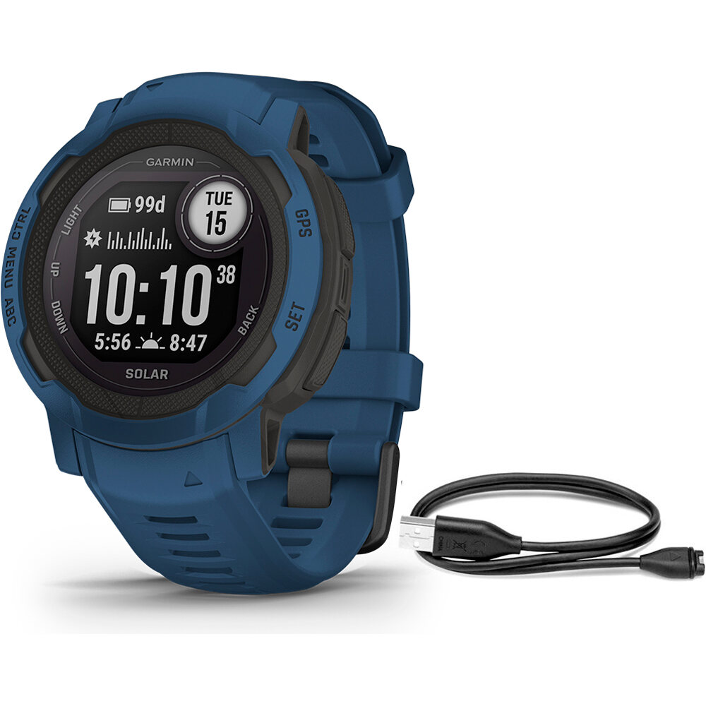 Garmin pulsómetros con gps Instinct 2 Solar - Azul vista frontal