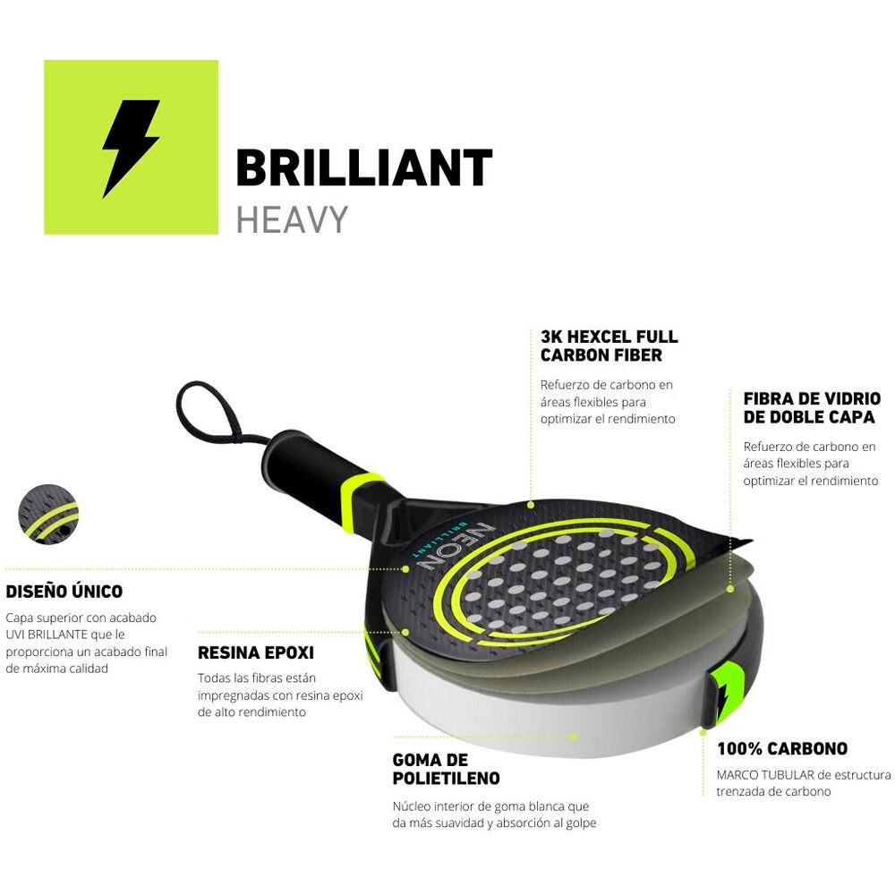 Neon pala pádel adulto BRILLIANT 370G 04