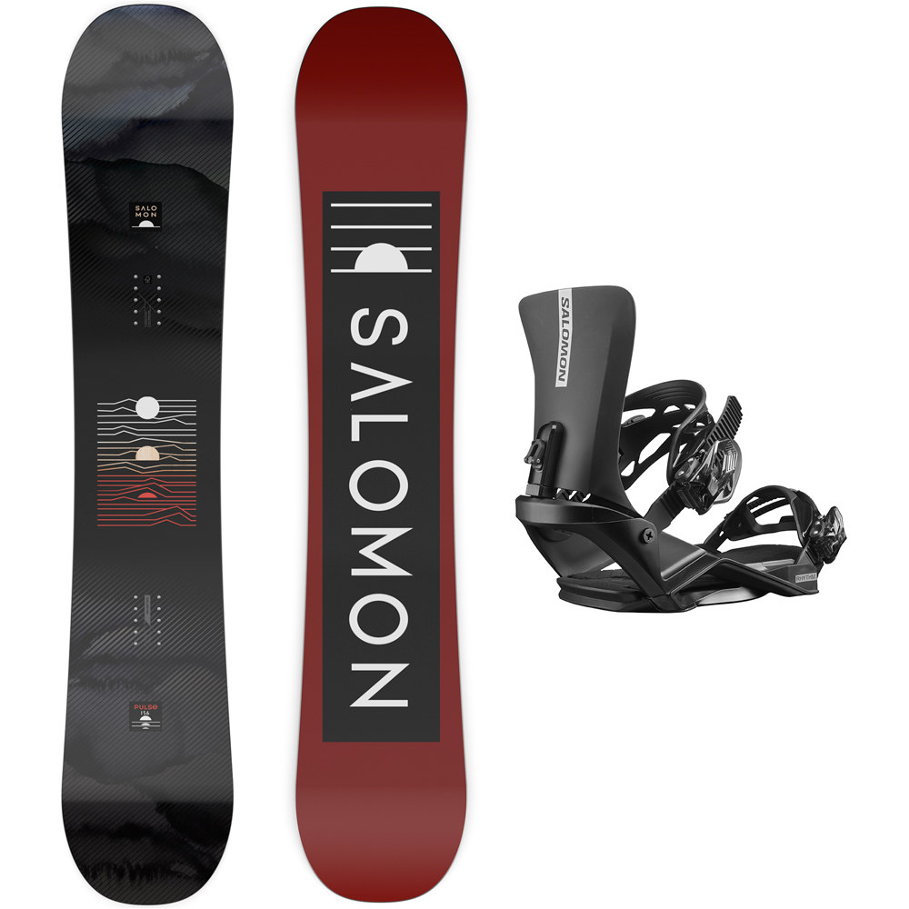 Salomon pack snowboard/ fijaciones adulto SET PULSE+RHYTHM vista frontal