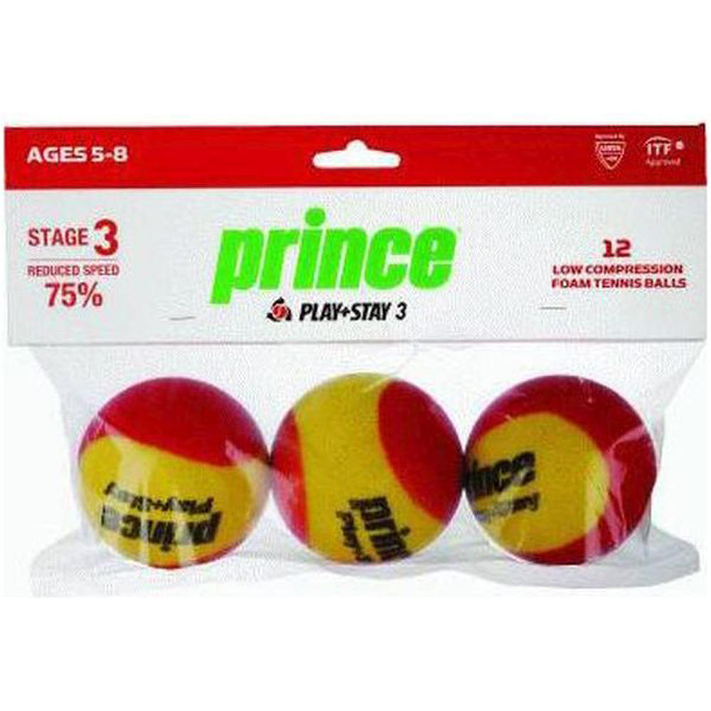 Prince bolsa 3 bolas play stay stage 3 foam pelota tenis