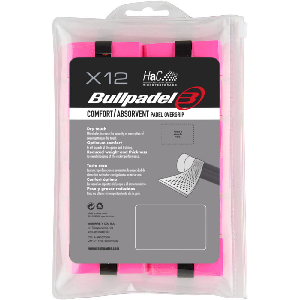 Bullpadel overgrip pádel OVERGRIP BULLPADEL GB1601 PACK 12 vista frontal