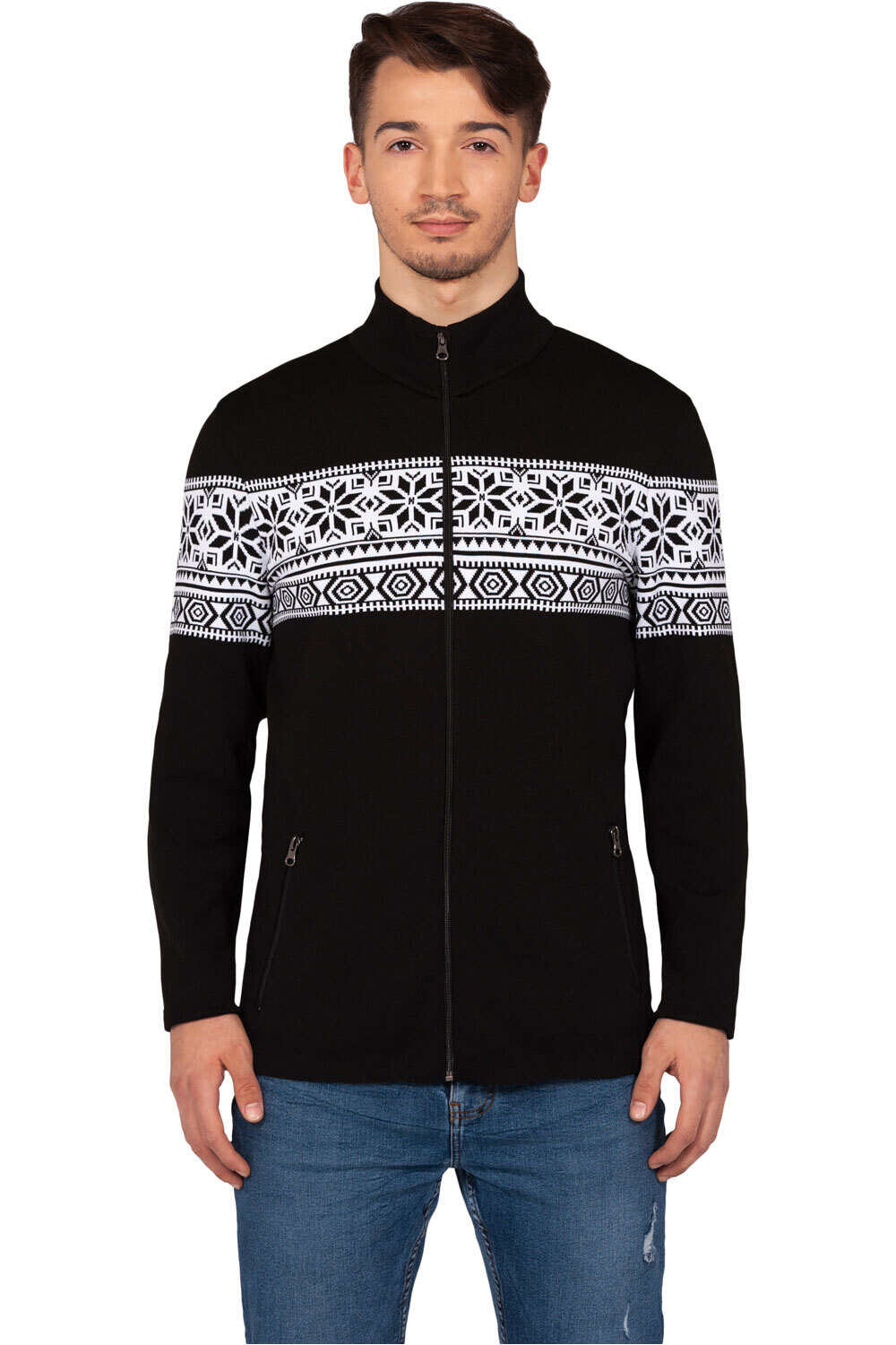 Man full zip forro polar hombre Negro (L)