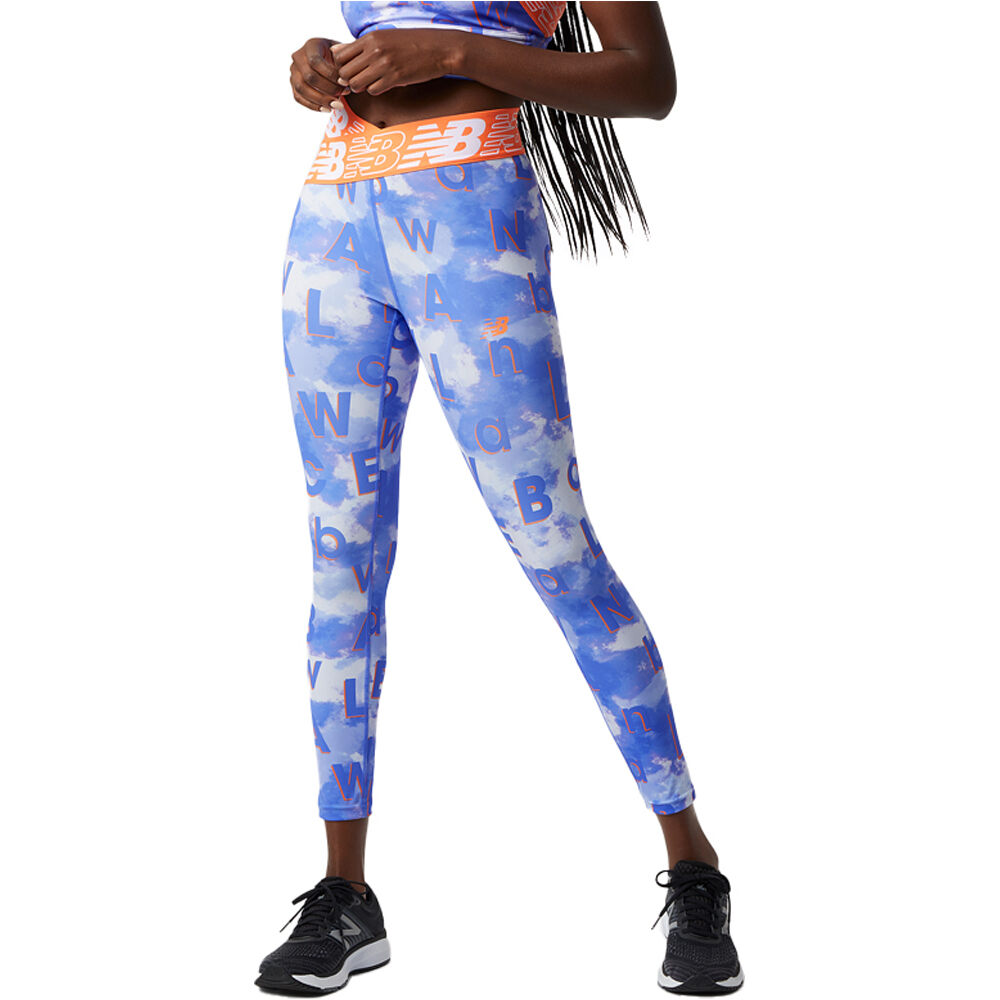 New Balance malla larga running mujer Relentless Crossover Printed High Rise 7/8 Tight vista frontal