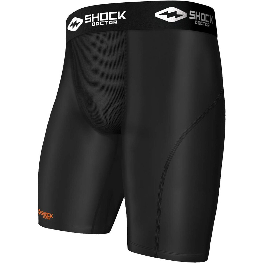 Shock Doctor rodillera fitness Compression Short with Cup Pocket vista frontal
