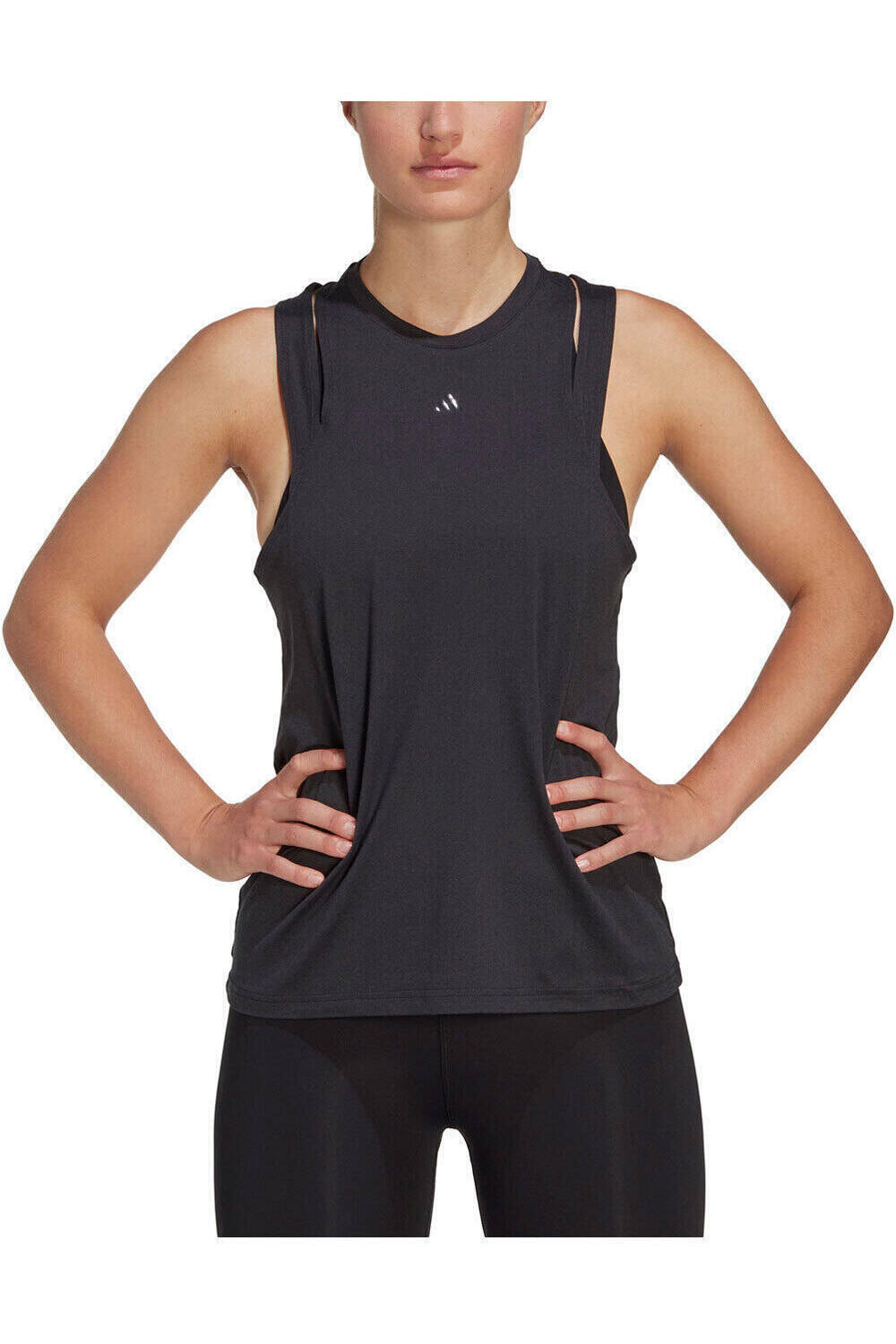 adidas camiseta tirantes fitness mujer AEROREADY Train Essentials 3 Bar Logo vista frontal