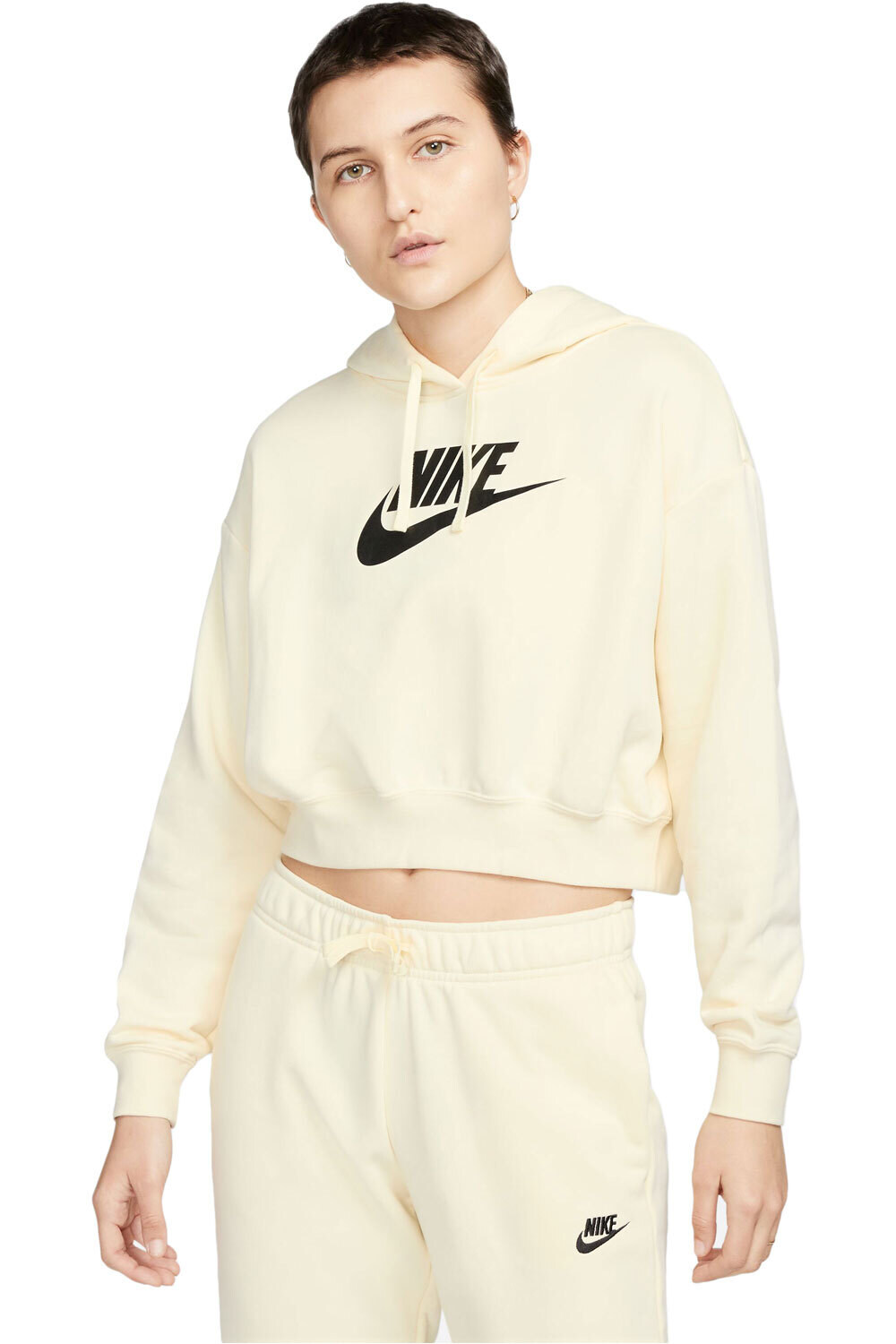 Nike sudadera mujer W NSW CLUB FLC GX CROP HDY vista frontal