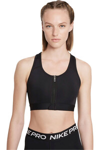 Nike sujetadores deportivos W NK DF SWSH ZIP FRONT BRA vista frontal