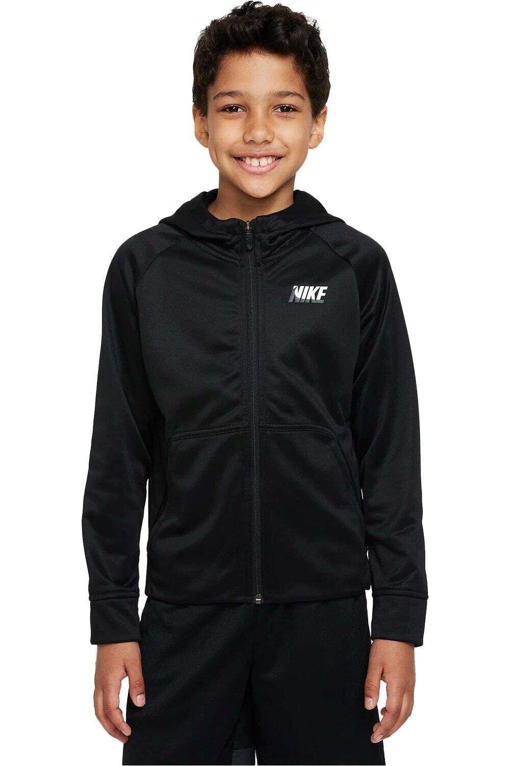 Nike camiseta entrenamiento manga larga niño B NK TF HOODIE FZ GFX 1 vista frontal