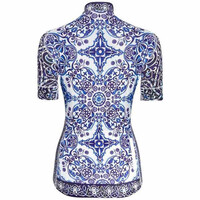 Cycology maillot manga corta mujer Majolica Women's  Cycling Jersey vista trasera