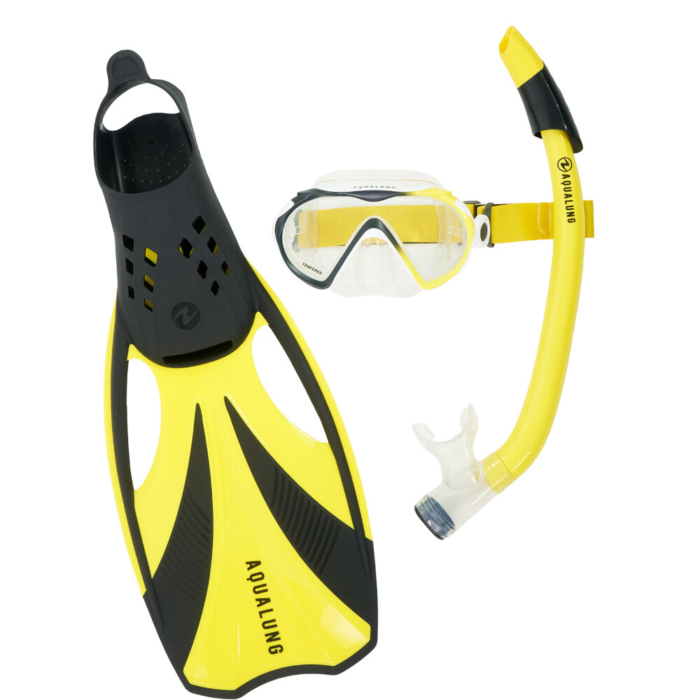 Aqualung kit gafastubo y aletas snorkel COMPASS SET vista frontal