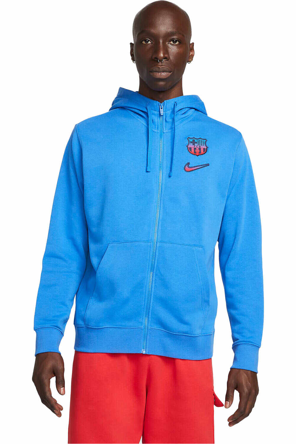 Nike sudadera entrenamiento fútbol BARCELONA 23 M NSW CLUB HOODIE FZ FT vista frontal