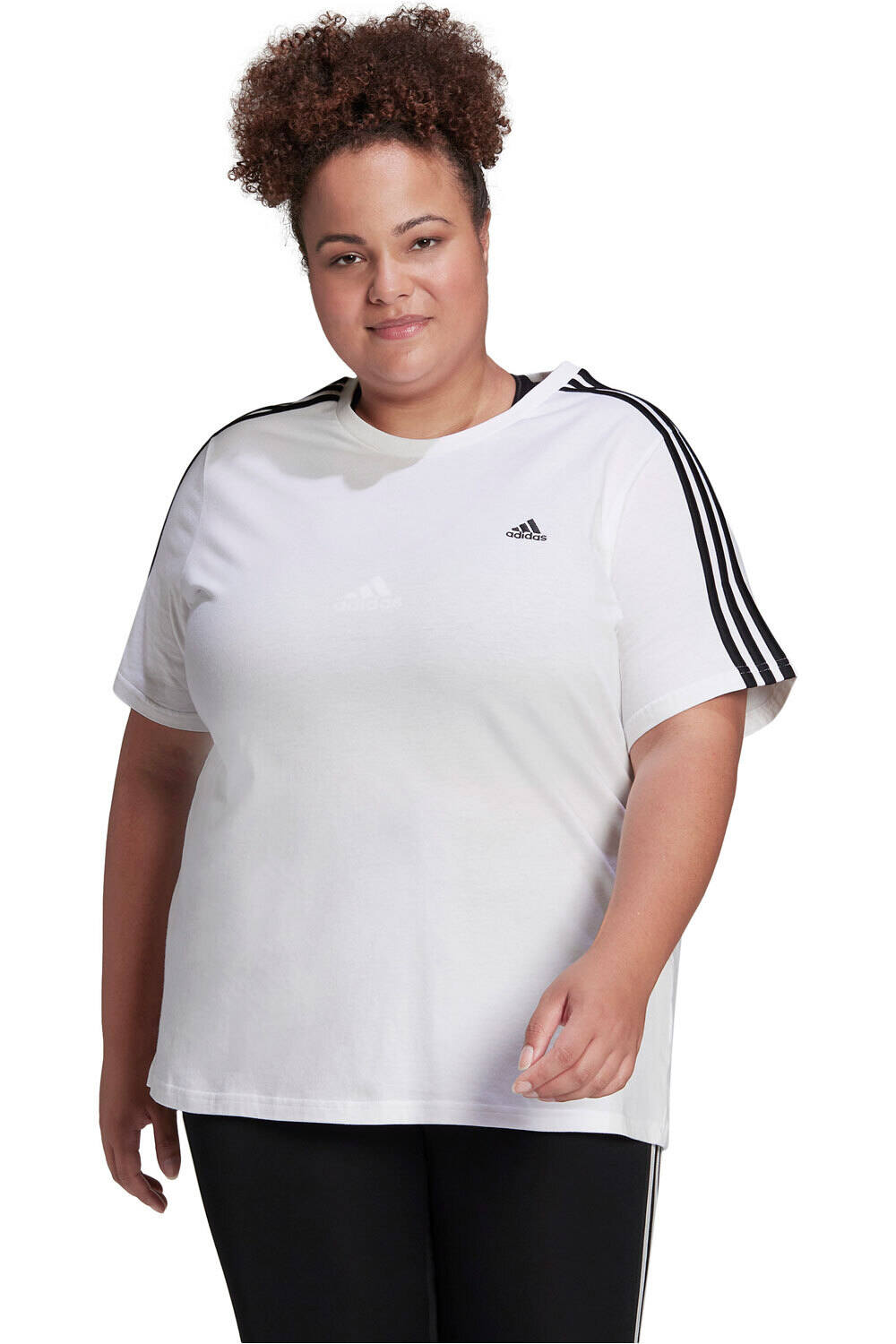 adidas camiseta manga corta mujer Essentials Slim 3 bandas (Tallas grandes) vista frontal