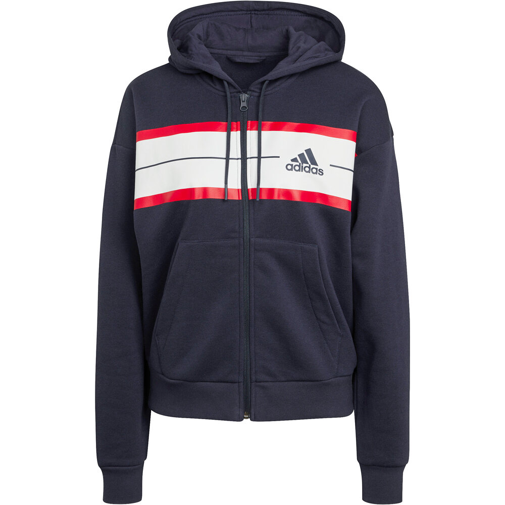 adidas sudadera mujer Essentials Pinstripe Block Fleece Full-Zip Loose Fit (con capucha) 04