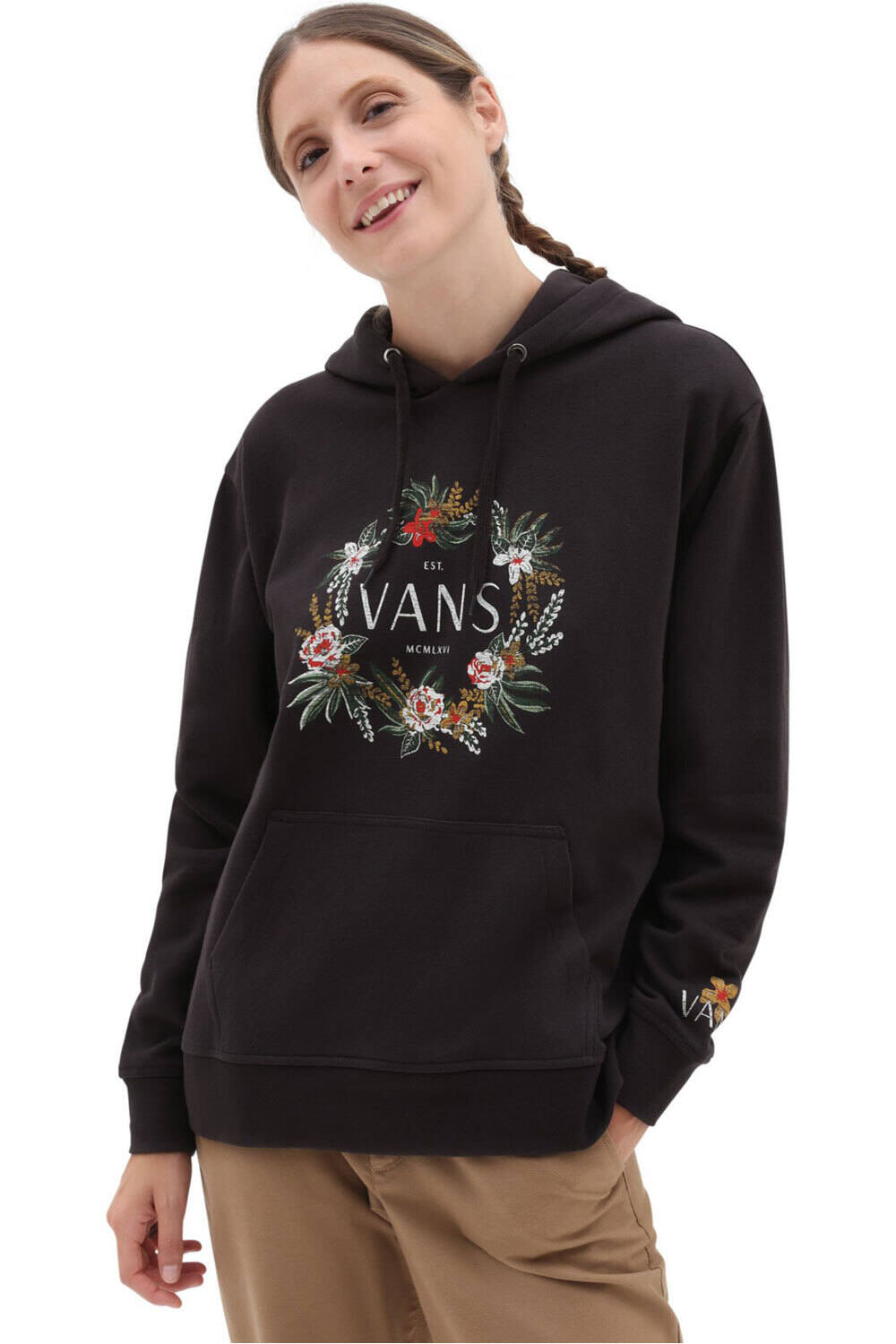 Wreath of flowers sudadera mujer Gris (M)