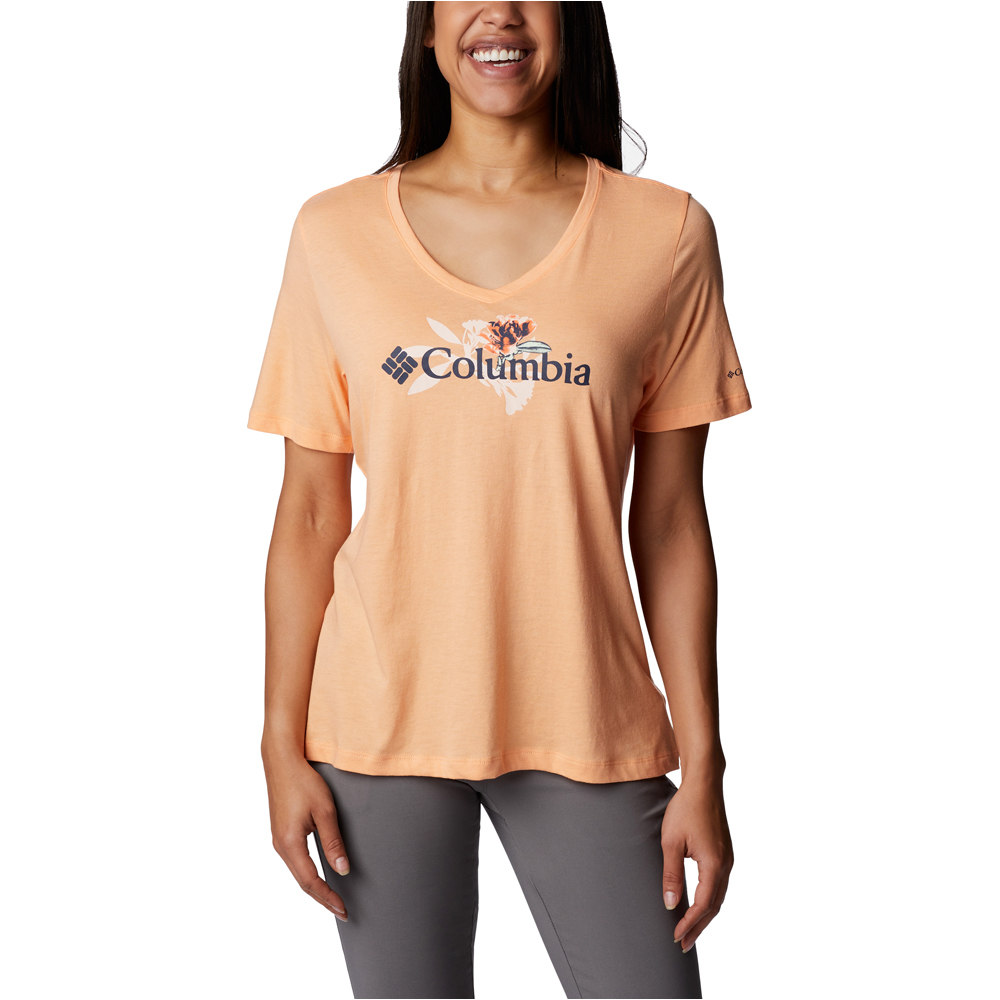 Columbia camiseta montaña manga corta mujer Bluebird Day Relaxed V Neck vista frontal