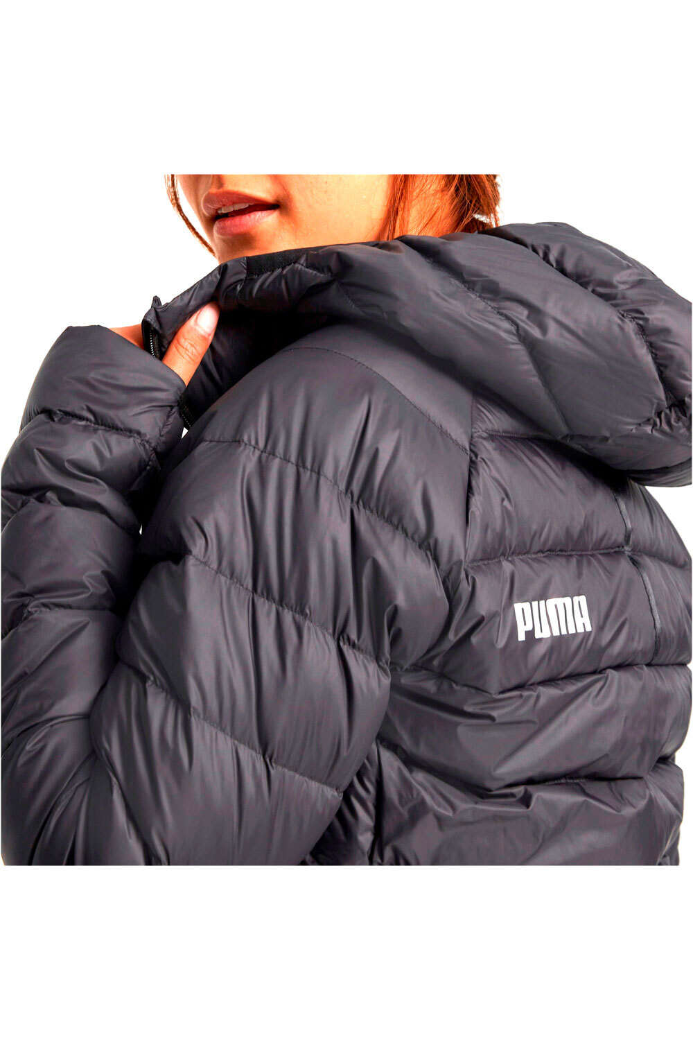 Puma chaquetas mujer PackLITE Hooded Down vista detalle