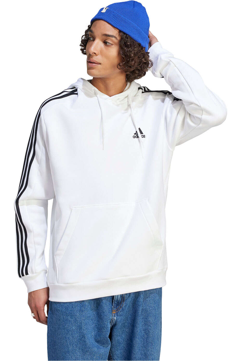 Essentials 3 stripes sudadera hombre Blanco (XL)