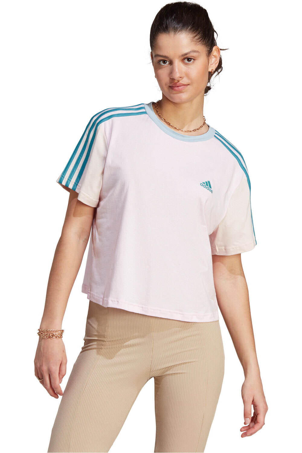 adidas camiseta manga corta mujer W 3S CR TOP vista frontal