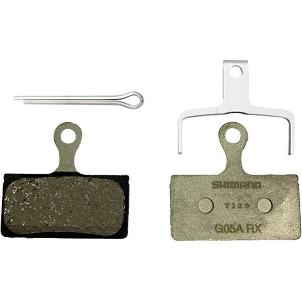 Shimano pastillas discos y accesorios freno G05A-RX Resin pad with spring and pin vista frontal
