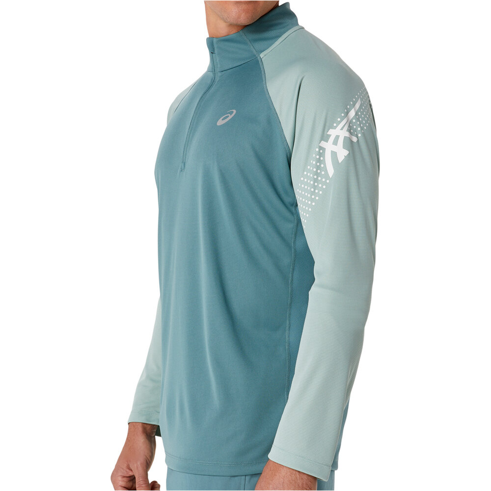 Asics camiseta técnica manga larga hombre ICON LS 1/2 ZIP vista detalle