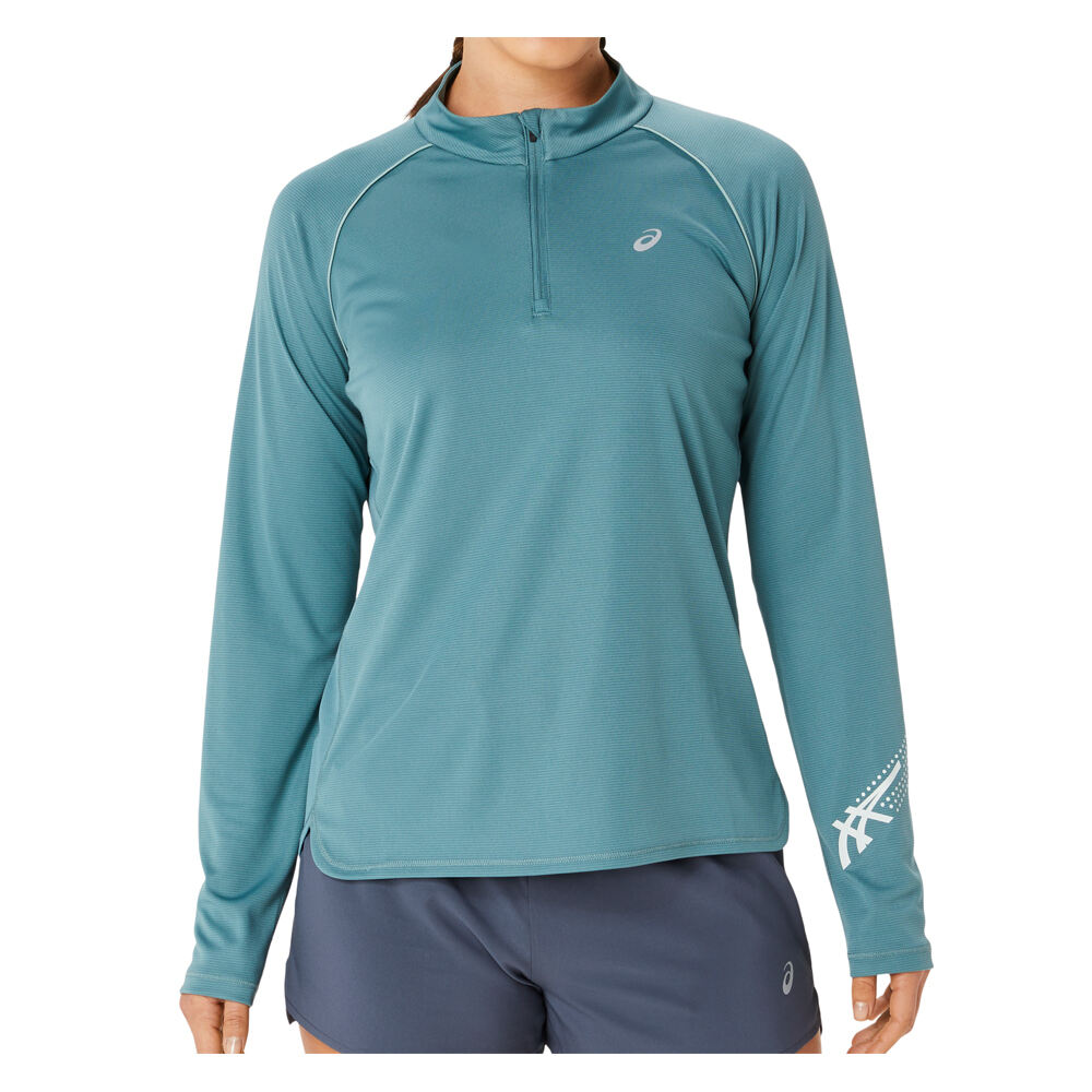 Asics camiseta técnica manga larga mujer ICON 1/2 ZIP LS TOP vista frontal