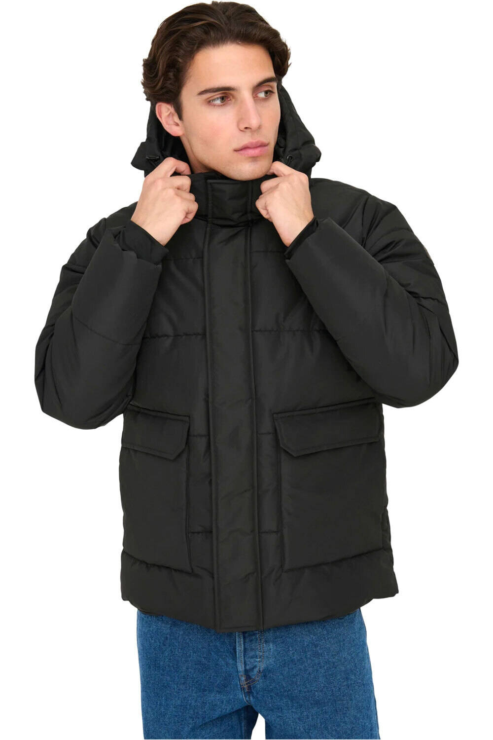 Sons; carl quilted chaquetas hombre Negro (M)