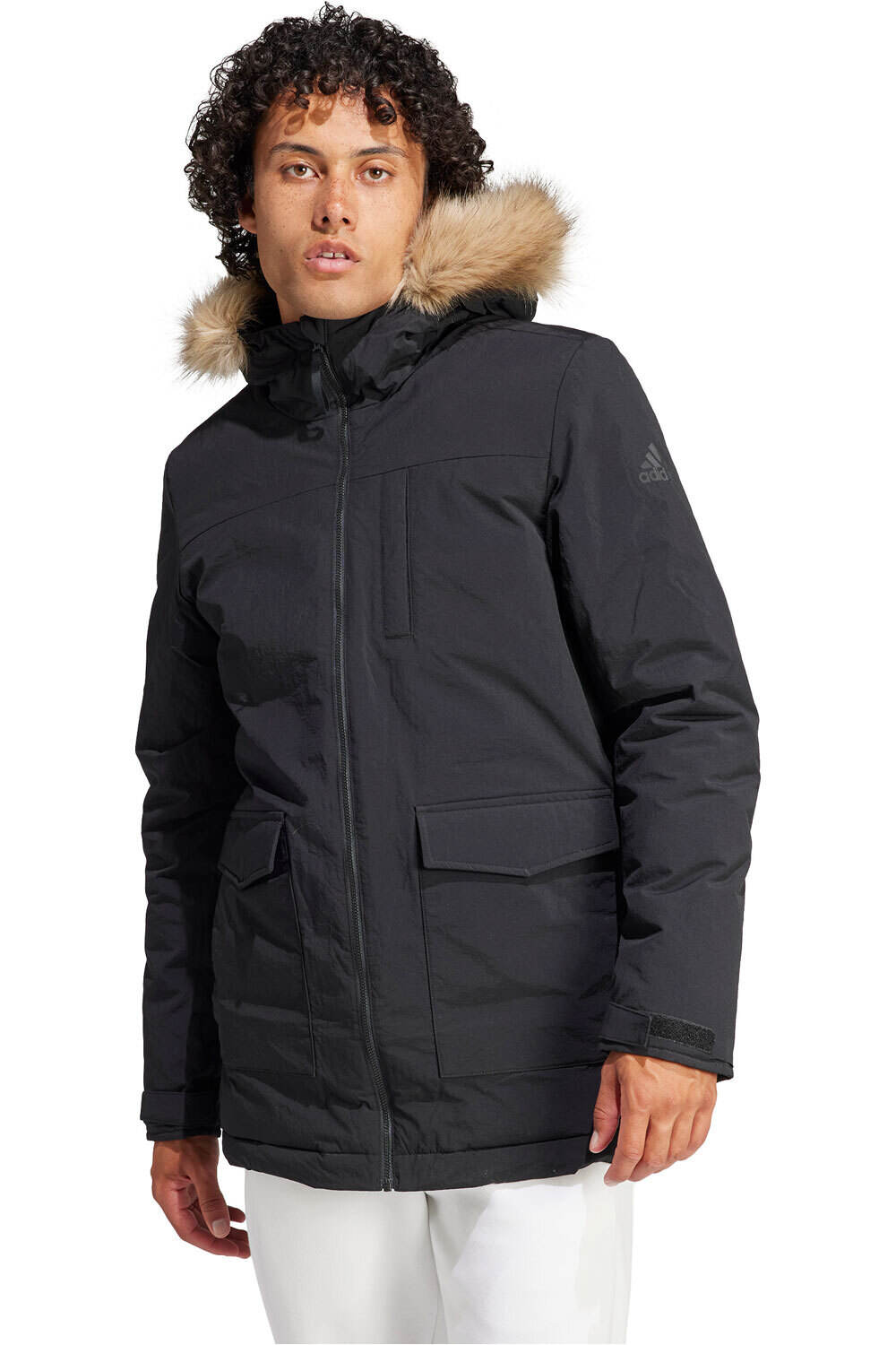 Hooded fur chaquetas hombre Negro (XXL)