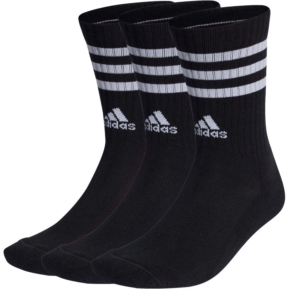 Cushioned 3 bandas 3 pares calcetines deportivos Negro (43-45)