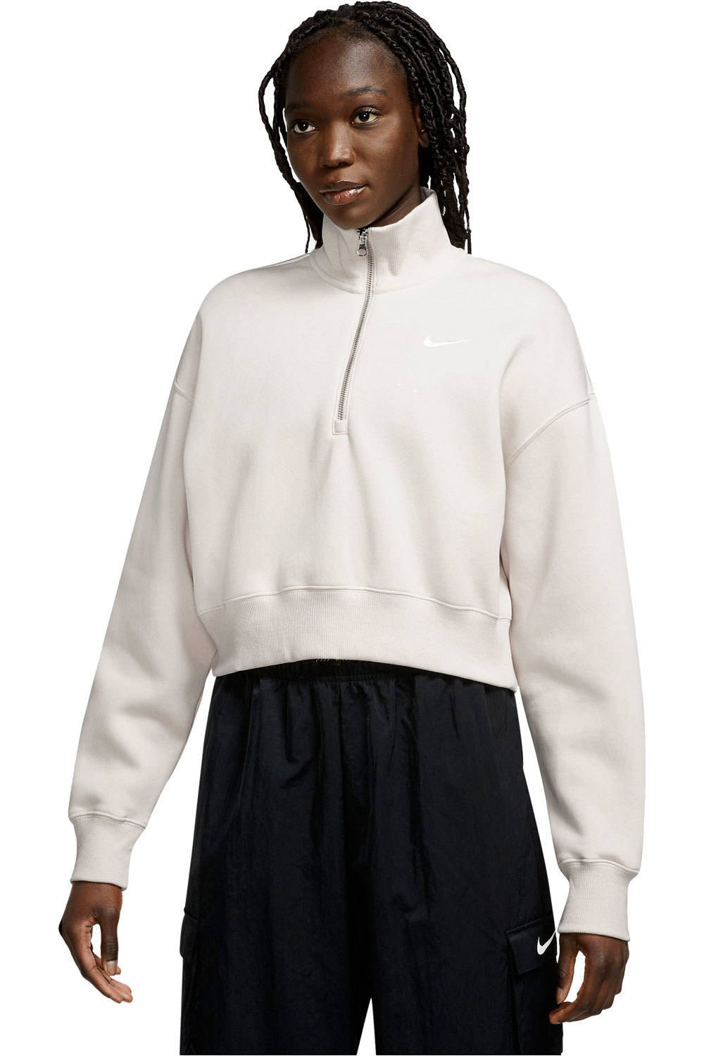 Nike sudadera mujer W NSW PHNX FLC QZ CROP vista frontal