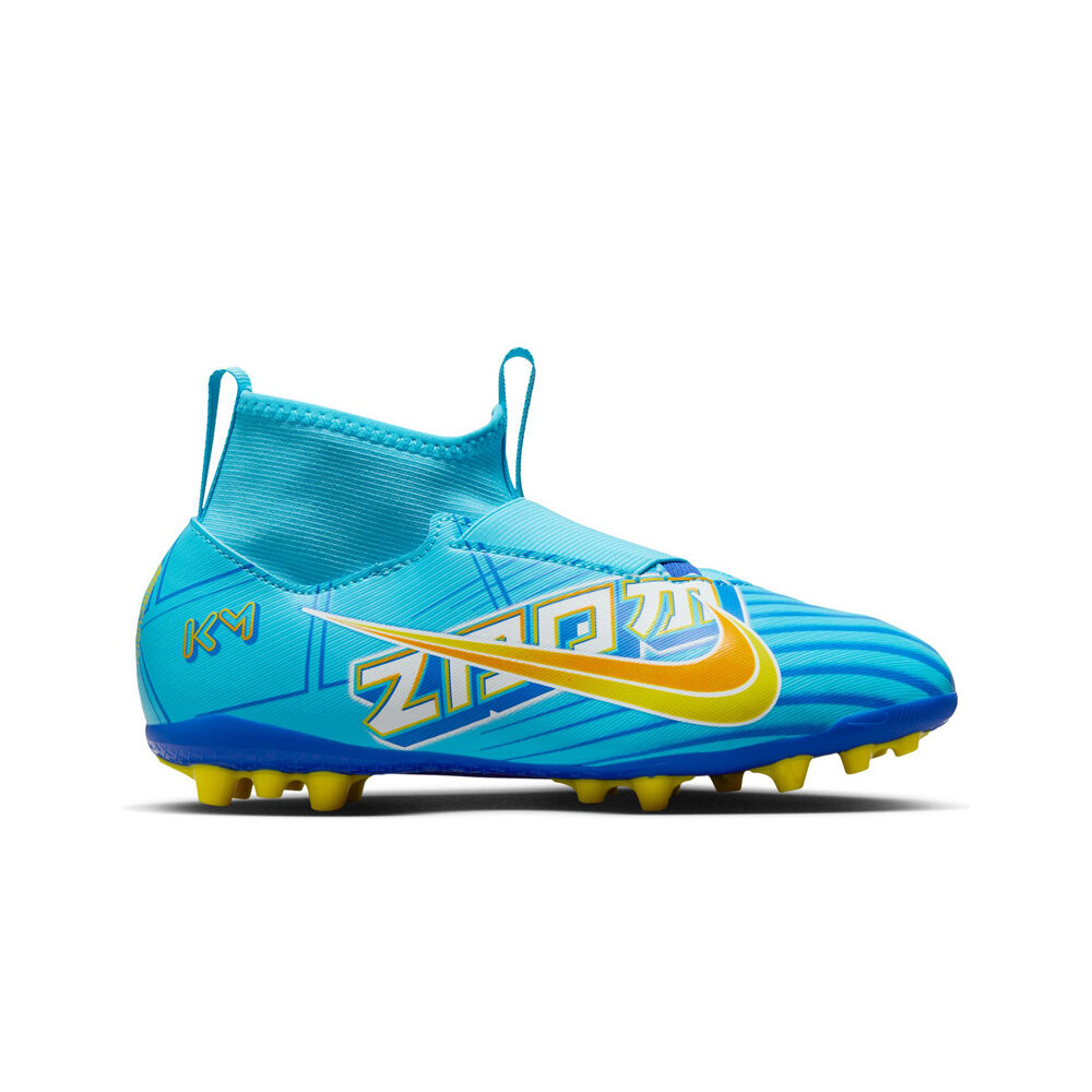 Nike botas de futbol niño cesped artificial JR MERCURIAL ZOOM SUPERFLY 9 ACAD KM AG AZBL lateral exterior