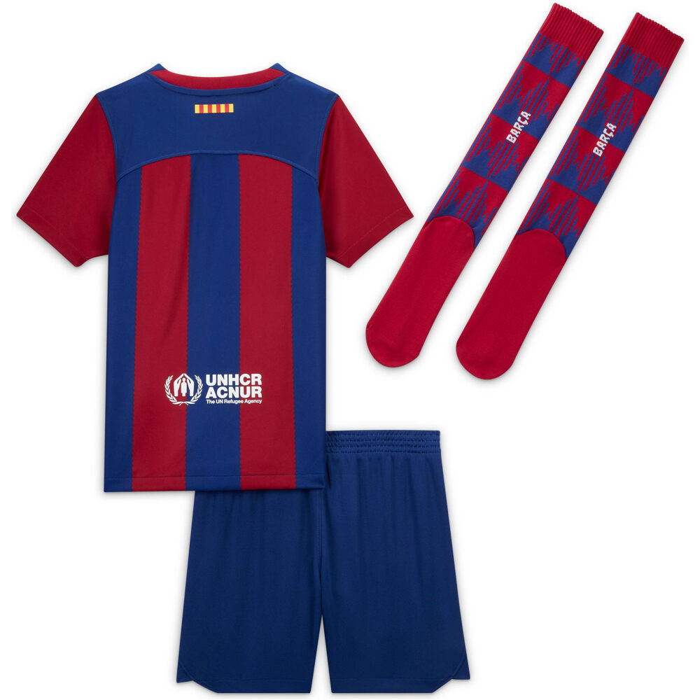 Nike equipación fútbol niño BARCELONA 24 LK NK DF KIT HM AZGRA vista trasera