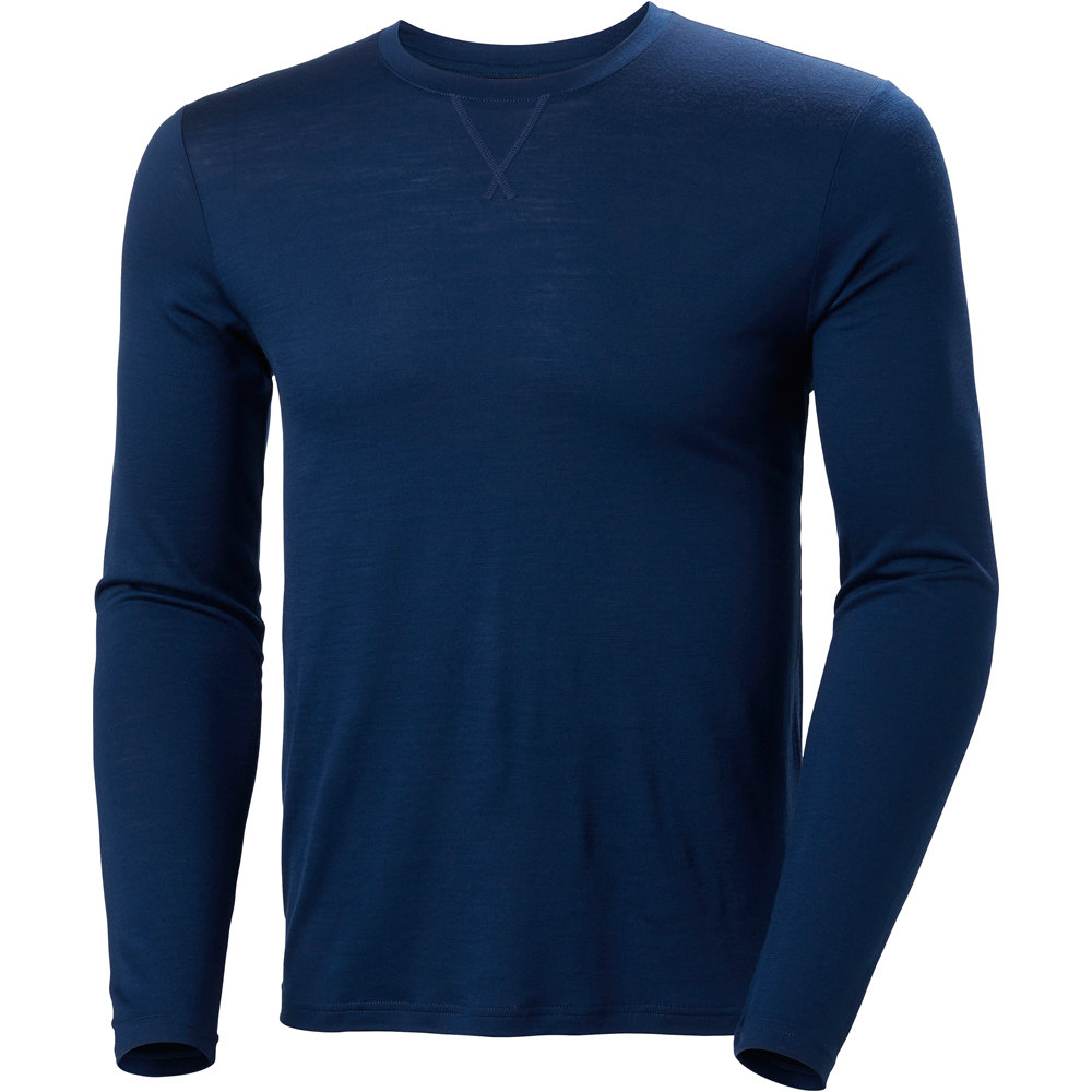 Merino crew camiseta térmica manga larga hombre Azul (L)