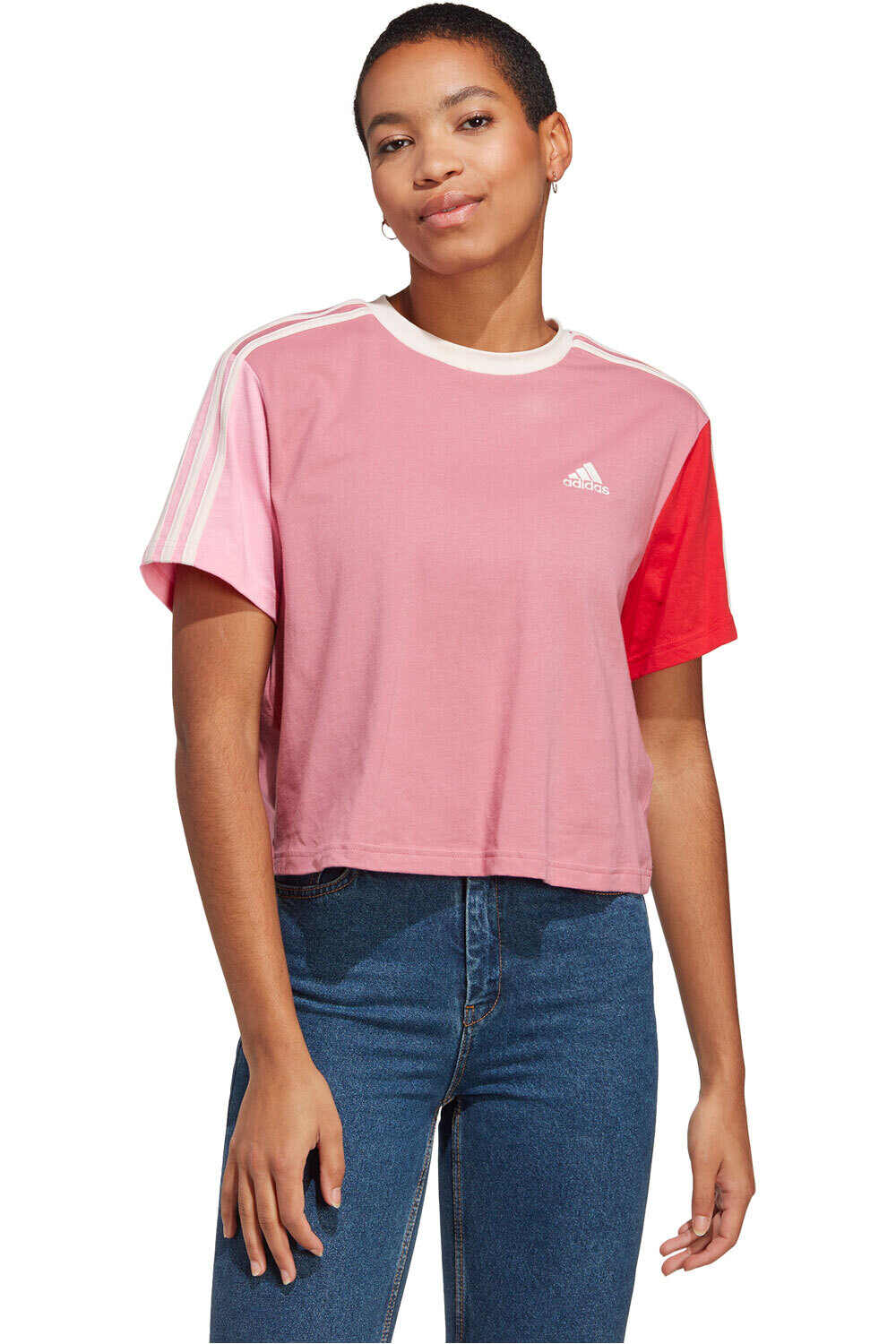 adidas camiseta manga corta mujer W 3S CR TOP vista frontal