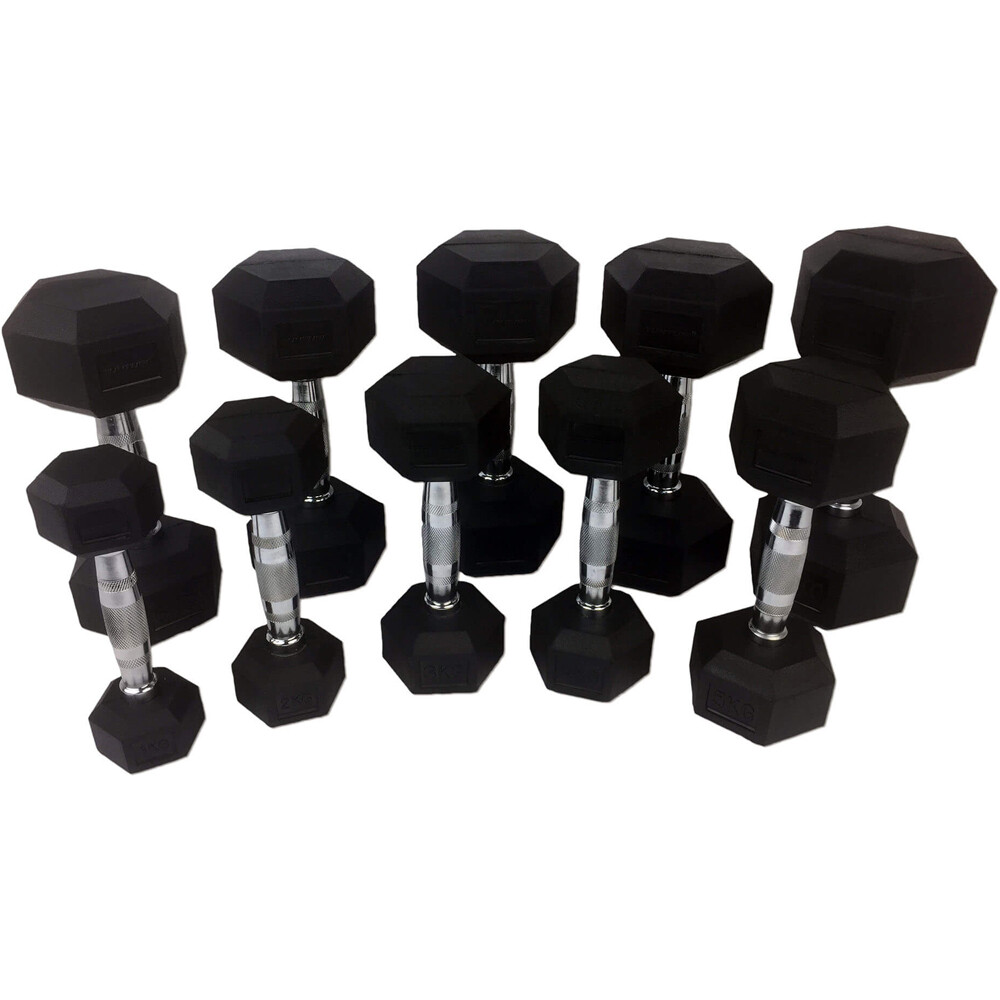 Tunturi rubber dumbbell set 1-10 kg 10pr 110kg mancuernas