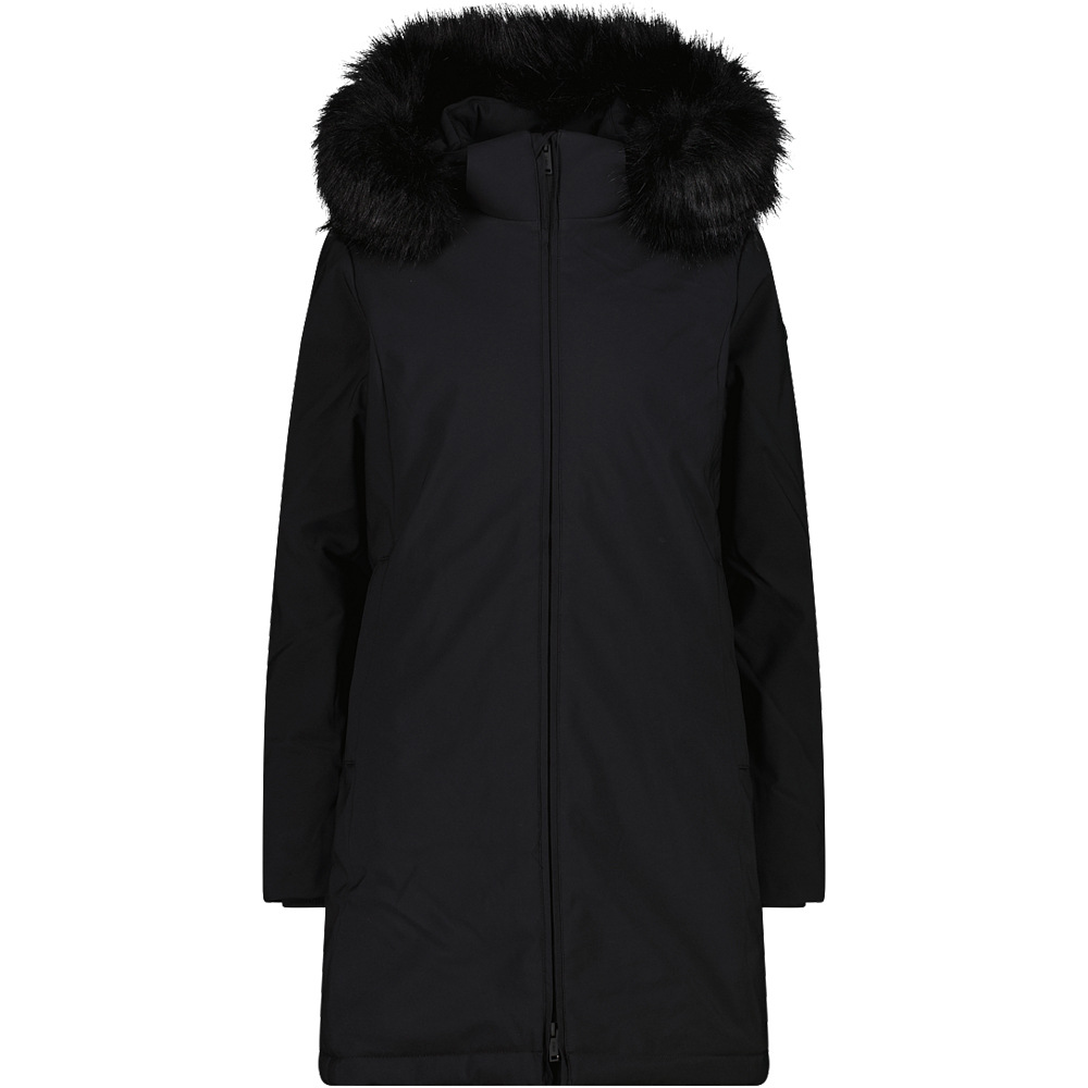 Woman coat zip hood chaqueta impermeable insulada mujer Negro (38)