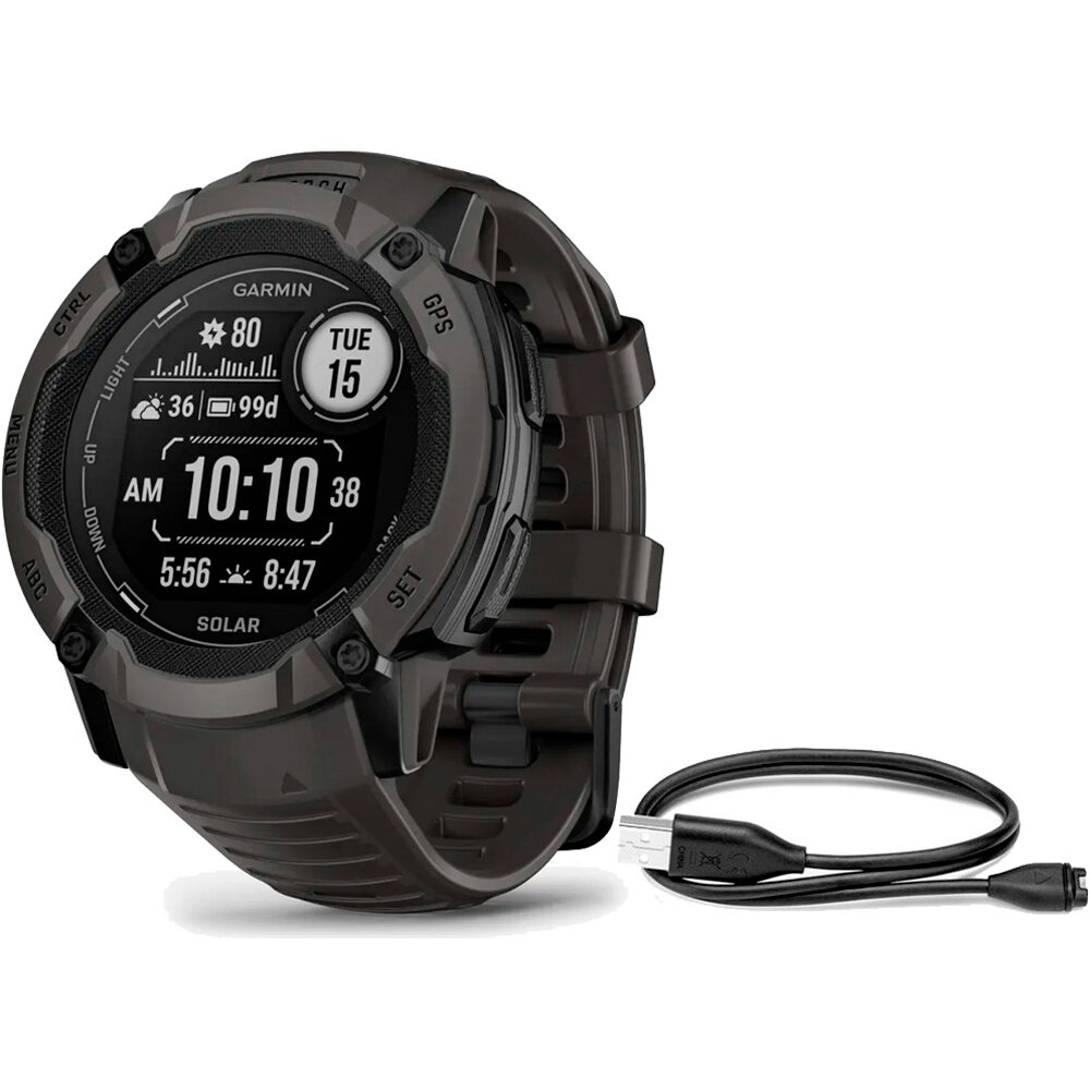 Garmin pulsómetros con gps Instinct 2X, Solar Graphite vista frontal