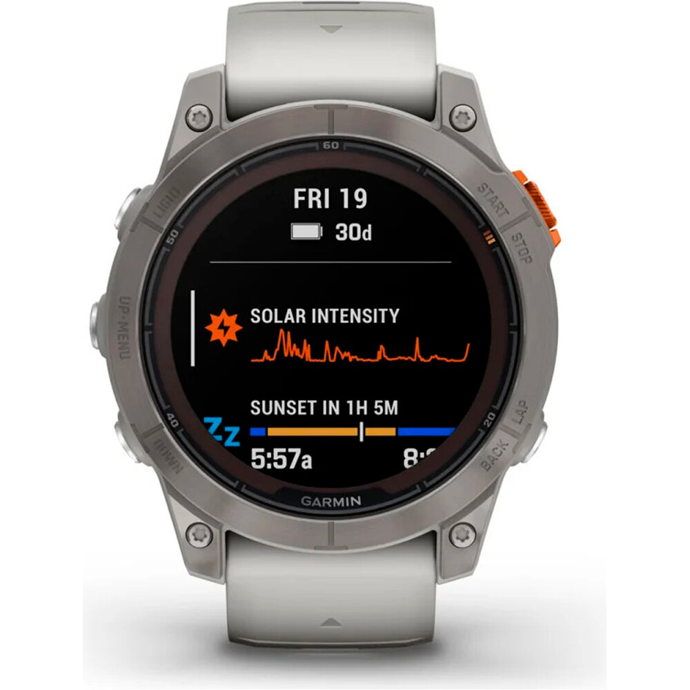 Garmin pulsómetros con gps fenix 7 Pro Saph Solar, Ti w/Fog Gry/Emb 04