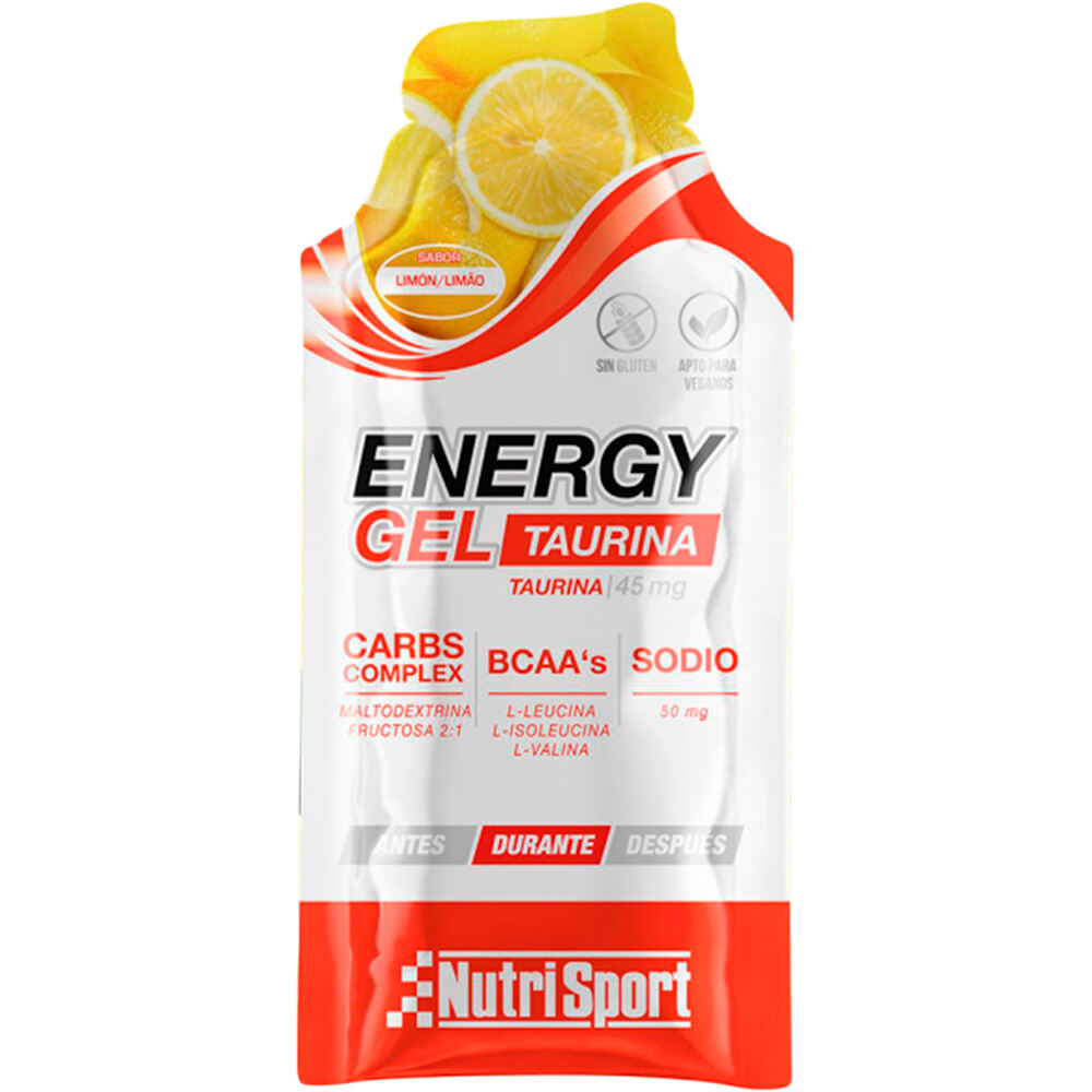 Nutrisport energía instantánea ENERGY GEL TAURINA LIMON 35g vista frontal