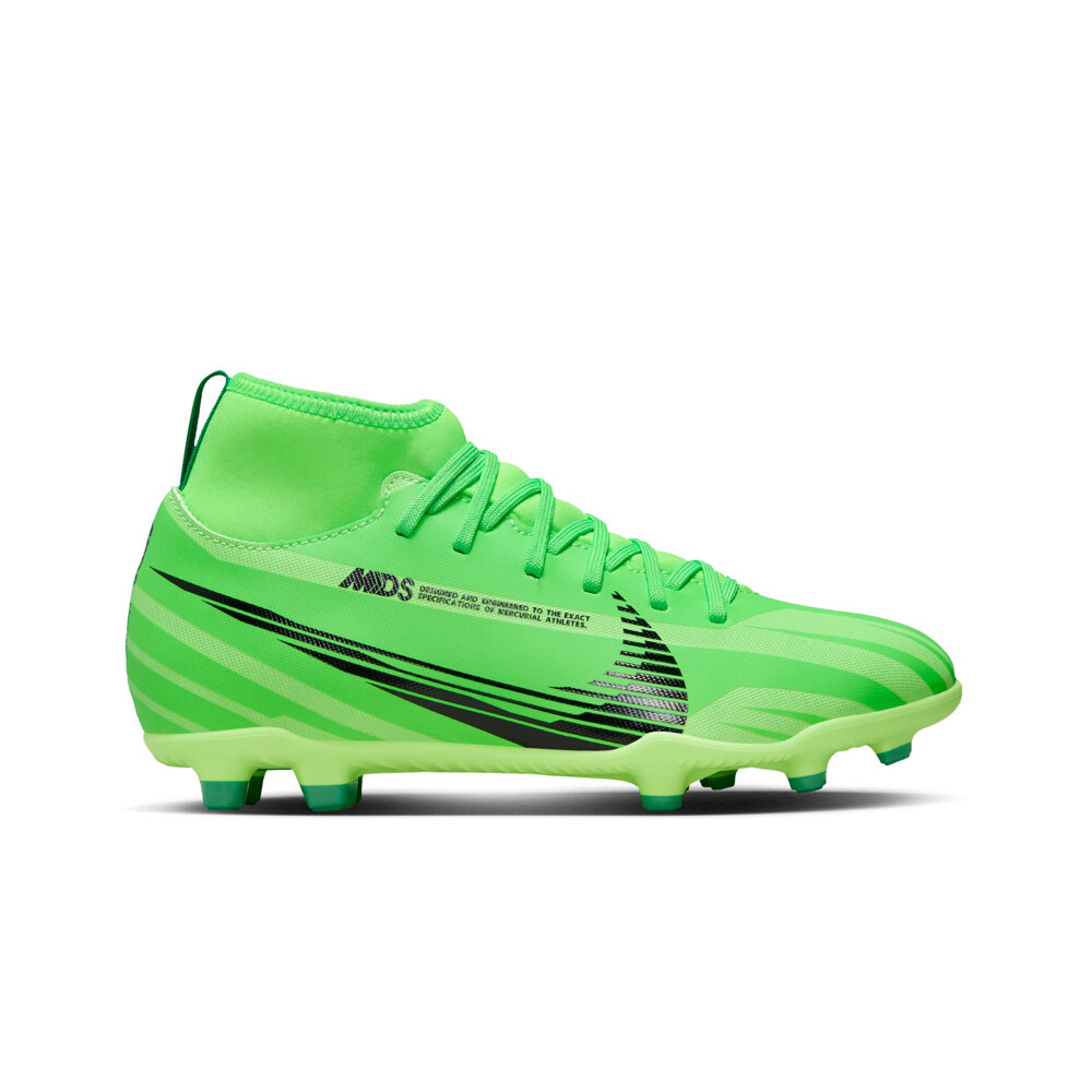 Nike botas de futbol niño cesped artificial MERCURIAL SUPERFLY 9 CLUB JR MDS FG/MG VE lateral exterior