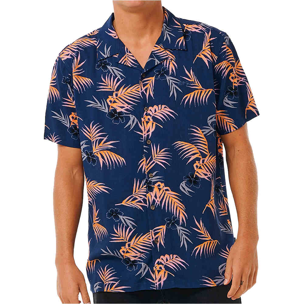 Surf revival floral camisa manga corta hombre Marino (S)