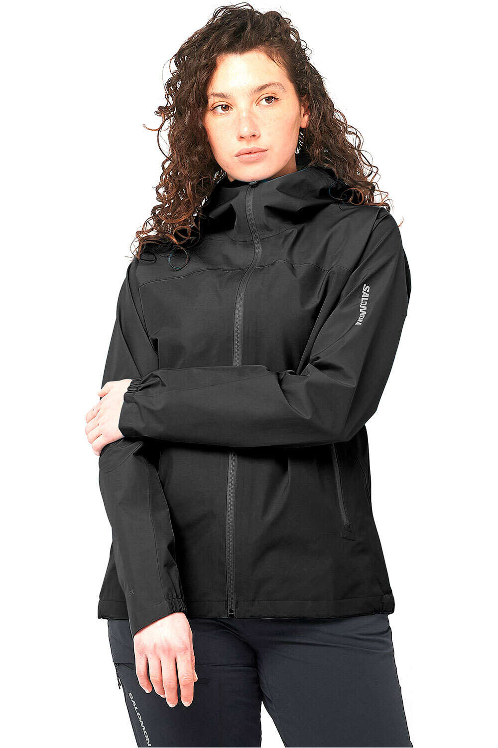 Salomon chaqueta impermeable mujer OUTLINE GTX 2.5L JKT W DEEP BLACK vista frontal